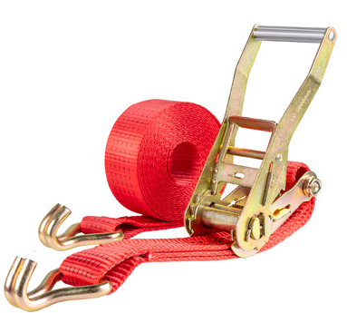 Стяжка груза 5,0т 6,0м SKYWAY STAFF 50мм красный храповый механизм с крюками полиэстер 1шт.