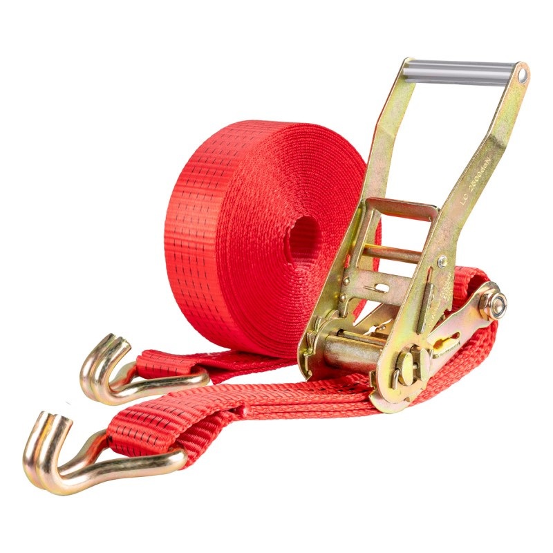 Стяжка груза 5.0т 10.0м SKYWAY STAFF 50мм красный храповый механизм с крюками полиэстер 1шт