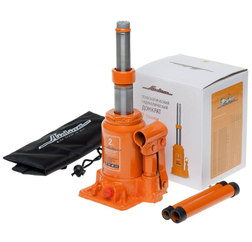 Домкрат гидрав. бутыл. 2т h 161-387мм AIRLINE AJ-TB-02 с клапаном телескопический