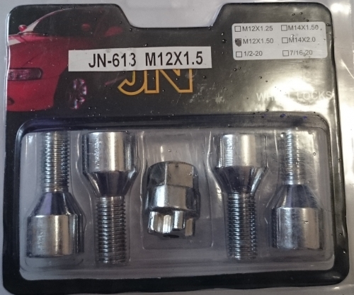 Болт М12x1,5; 48/29, 4+1 ключ,конус, CH (JN-613) секрет