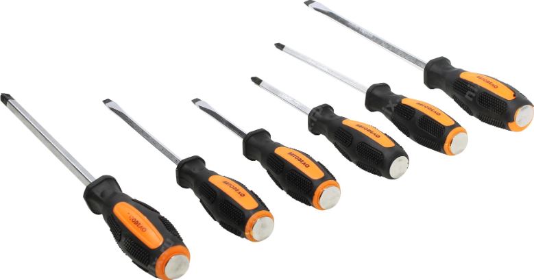 Набор отверток  6предметов АвтоДело c 2-х компонентной ручкой РН2хЮ0, РН2х150, РНЗх200 SL 6x100,6x15