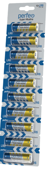 Батарейка AA PERFEO LR06 10BL Super Alkaline комплект 10шт блист.отрывной